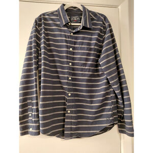 American Eagle Outfitters Men's Blue Long Sleeve Striped Button Up Size L